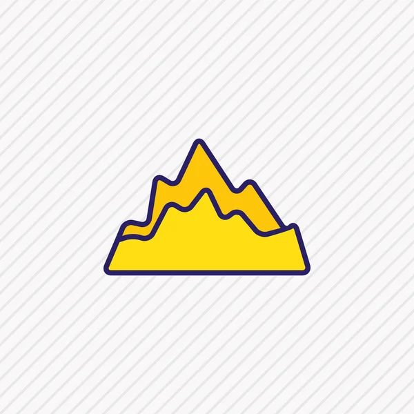 Afbeelding van het pictogram van de bergen gekleurde lijn. Prachtige reizen element kan ook gebruikt worden als piek pictogram element. — Stockfoto