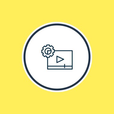 Video maker simgesi çizgi vektör Illustration. Güzel faaliyetler öğesi de Sinematografi simgesi öğesi olarak kullanılabilir.