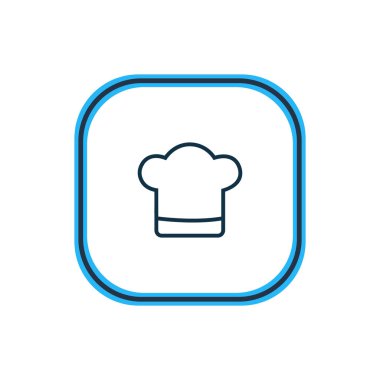 Chef şapka simgesi çizgi vektör Illustration. Güzel otel öğesi de mutfak kostüm simgesi öğesi olarak kullanılabilir.
