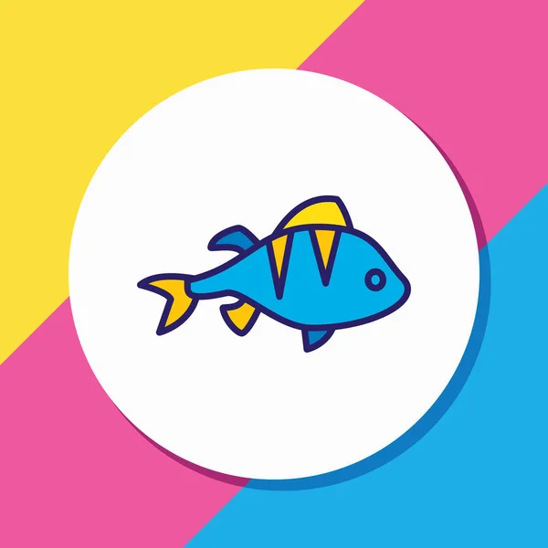 Illustration de perche icône ligne colorée. Bel élément nautique peut également être utilisé comme élément icône du saumon . — Photo
