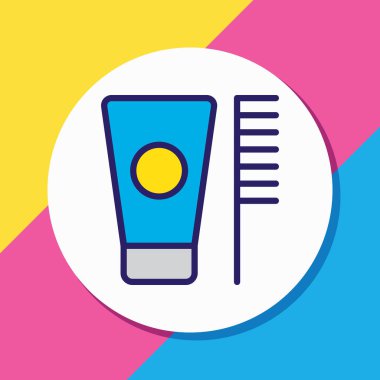 Diş fırçası simgesi renkli çizginin çizimi. Güzel tatil ögesi diş macunu simgesi olarak da kullanılabilir.