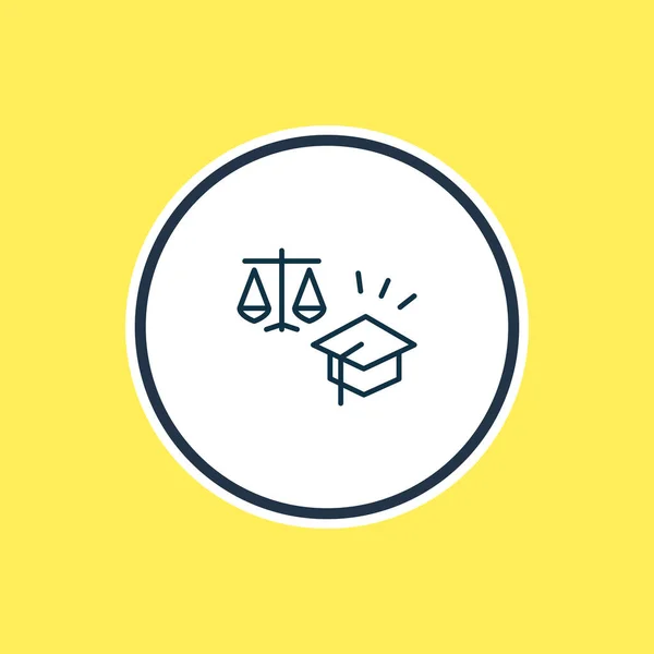 Ilustración vectorial de la línea de iconos del derecho educativo. Hermoso elemento de la ley también se puede utilizar como elemento icono de graduación. — Vector de stock