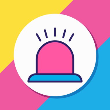 Siren simgesi renkli çizginin çizimi. Güzel ihtiyaç ögesi alarm simgesi olarak da kullanılabilir.