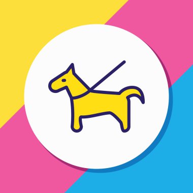 Evcil hayvan simgesi renkli çizginin çizimi. Güzel eğlence öğesi köpek simgesi olarak da kullanılabilir.