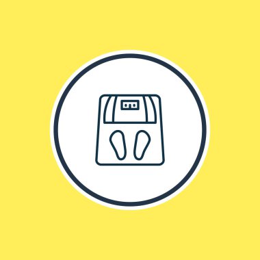 Ölçek simgesi çizgisinin vektör illüstrasyonu. Güzel banyo öğesi aynı zamanda ağırlık simgesi olarak da kullanılabilir.