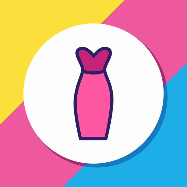 Vector illustration of evening dress icon colored line. Beautiful dress element also can be used as gown icon element. — Stock Vector