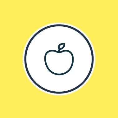 Elma ikonu çizgisinin vektör çizimi. Güzel yaşam tarzı öğesi meyve simgesi olarak da kullanılabilir.