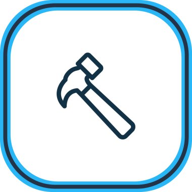 Çekiç ikon çizgisi çizimi. Güzel yapı elementleri marangozluk simgesi olarak da kullanılabilir.