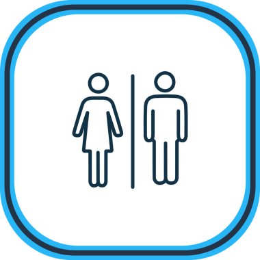 Banyo ikonu çizgisi çizimi. Güzel turizm elementi wc simgesi olarak da kullanılabilir.