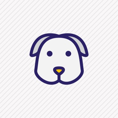 Köpek simgesi renkli çizginin çizimi. Güzel hayvan unsurları yavru köpek simgesi olarak da kullanılabilir.