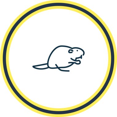 Kunduz simgesi çizgisi vektör illüstrasyonu. Güzel hayvanat bahçesi elementi miskfaresi simgesi olarak da kullanılabilir.