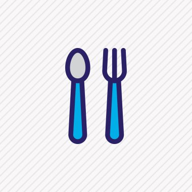 Yiyecek simgesi renkli çizginin vektör çizimi. Güzel eğlence öğesi bulaşık malzemesi öğesi olarak da kullanılabilir.