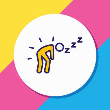 Yorgun ikon renkli çizginin vektör çizimi. Güzel emoji ögesi aynı zamanda yorgunluk simgesi olarak da kullanılabilir.