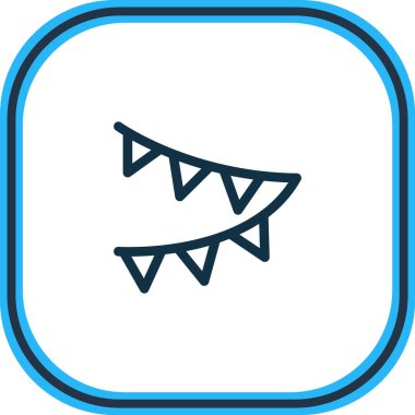 Bayraklar simge çizgisinin vektör illüstrasyonu. Güzel tatil ögesi kiraz kuşu simgesi olarak da kullanılabilir.