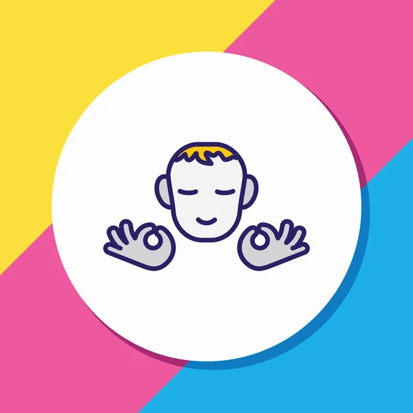 Illustration vectorielle de la ligne de couleur de l'icône de la personne calme. Bel élément emoji peut également être utilisé comme élément icône de méditation. — Image vectorielle