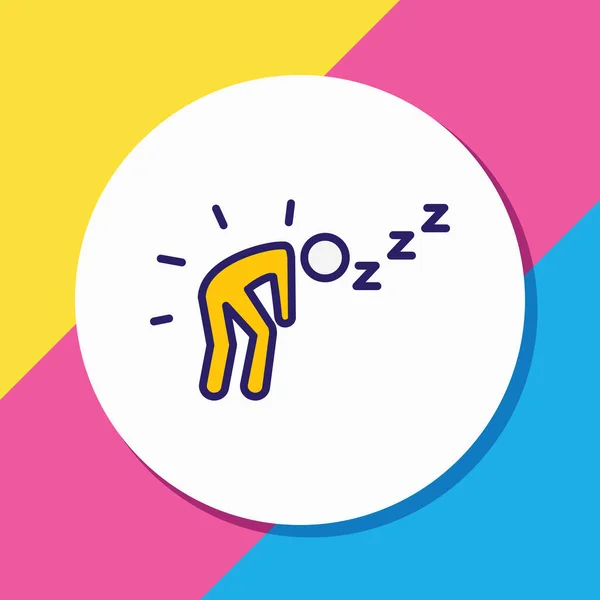 Yorgun ikon renkli çizginin vektör çizimi. Güzel emoji ögesi aynı zamanda yorgunluk simgesi olarak da kullanılabilir.
