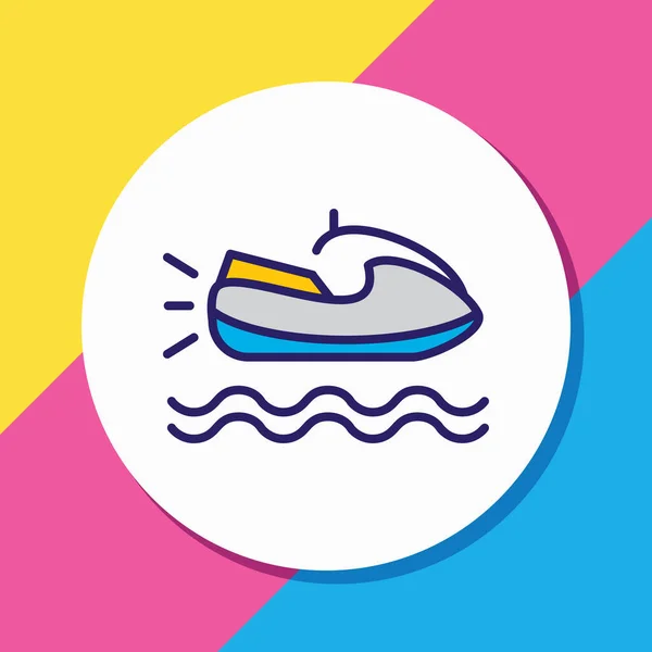 Ilustración vectorial de la línea de color icono de moto acuática. Hermoso elemento naval también se puede utilizar como elemento icono scooter. — Vector de stock