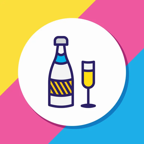 Vector illustration of champagne icon colored line. Beautiful banquet element also can be used as fizz icon element. — Stock Vector