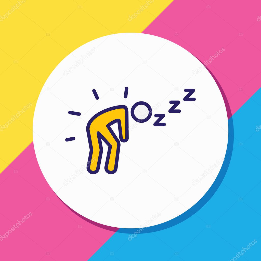 Vector illustration of exhausted icon colored line. Beautiful emoji element also can be used as fatigue icon element.