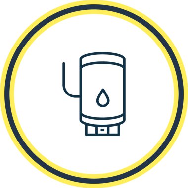 Su ısıtıcısı ikon hattının vektör çizimi. Güzel banyo elementleri gayzer simgesi olarak da kullanılabilir.