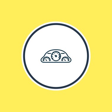 Araba kontrol paneli simge çizgisinin vektör illüstrasyonu. Güzel araba ögesi gösterge paneli simgesi olarak da kullanılabilir.