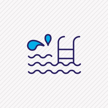 Yüzme havuzu renkli çizgilerinin vektör çizimi. Güzel deniz elementleri kurbağalama simgesi olarak da kullanılabilir.