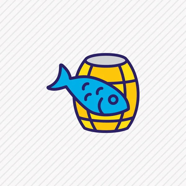 Ilustración vectorial de barril de pescado línea de color icono. Hermoso elemento marítimo también se puede utilizar como elemento icono contenedor. — Vector de stock