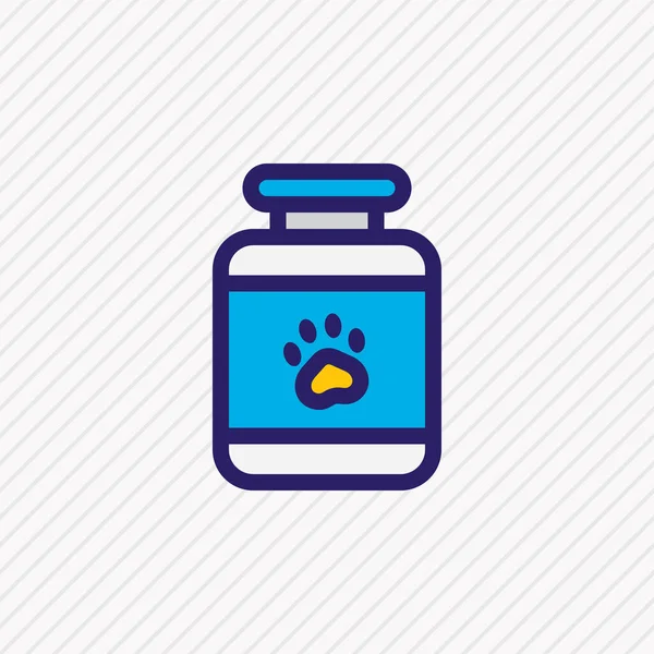 Απεικόνιση του εικονίδιο φάρμακο κατοικίδιων ζώων έγχρωμη γραμμή. Όμορφο ζωικό στοιχείο μπορεί επίσης να χρησιμοποιηθεί ως χάπι μπουκάλι εικονίδιο στοιχείο. — Φωτογραφία Αρχείου