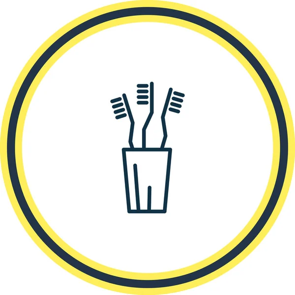 Illustrazione vettoriale di lattina con linea di icone spazzolini da denti. Bellissimo elemento wc può anche essere utilizzato come elemento icona setola. — Vettoriale Stock