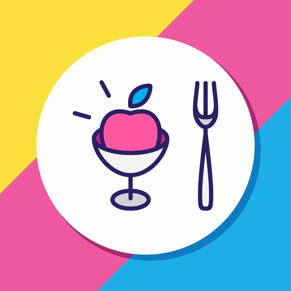 Vector illustration of fruit fork icon colored line. Beautiful utensil element also can be used as vegan icon element. — Stock Vector