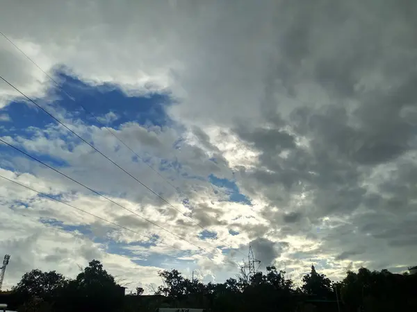 Panorama Evening Sunset Perfect Blue Cloudy Sky — Stock Photo, Image