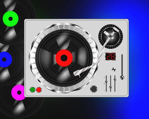 resimde vinil kayıtları vinil plak çalar