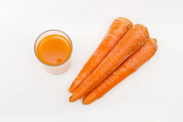 Fresh Carrot Juice Two Glasses Fresh Carrots — Stock Photo, Image