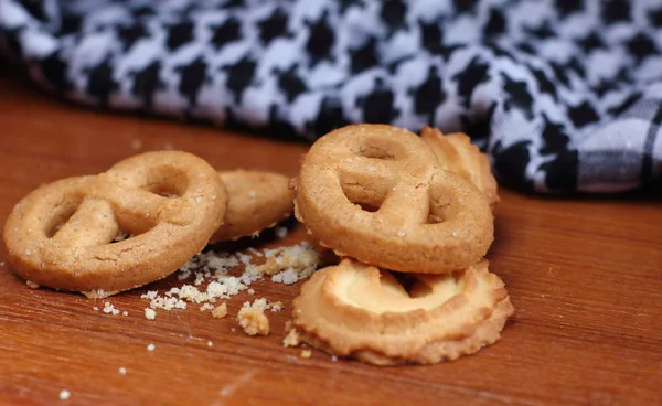 Délicieux Cookies Sucrés Sur Bois Arrière Plan — Photo