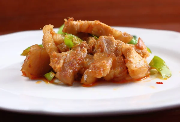 Cerdo Picante Con Curry Rojo Comida Tailandesa — Foto de Stock