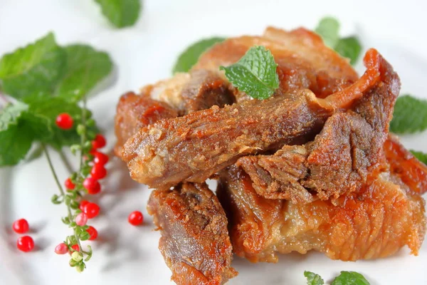 Wieprzowe Smażone Lub Głęboko Smażone Wieprzowina Kuchni Tajskiej — Zdjęcie stockowe