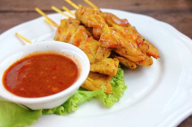 lezzetli yemek fıstık soslu domuz eti Satay