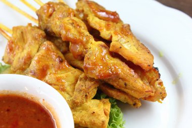 lezzetli yemek fıstık soslu domuz eti Satay