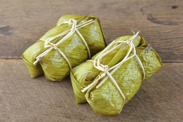 Thai Style Dessert Made Banana Sticky Rice — Stock Photo, Image