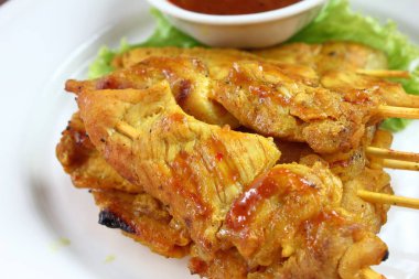 lezzetli yemek fıstık soslu domuz eti Satay