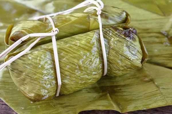 Thai Style Dessert Made Banana Sticky Rice — Stock Photo, Image