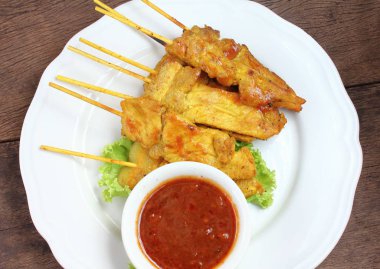 lezzetli yemek fıstık soslu domuz eti Satay