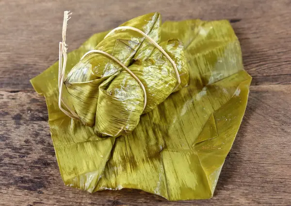 Thai Style Dessert Made Banana Sticky Rice — Stock Photo, Image