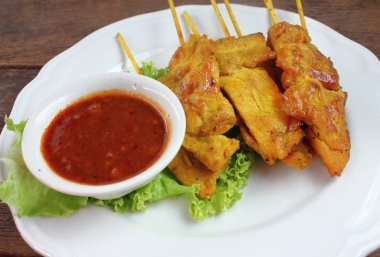 lezzetli yemek fıstık soslu domuz eti Satay