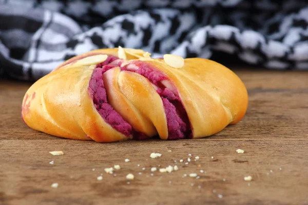 delicious handmade bread food on old wooden background