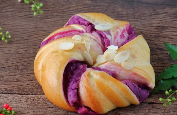 delicious handmade bread food on old wooden background