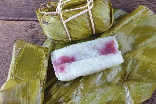 Thai Dessert Made Banana Sticky Rice — Stock Photo, Image