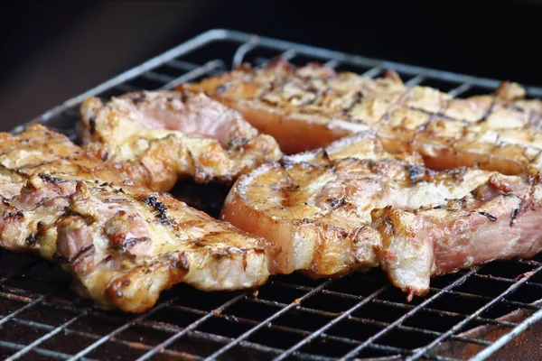 Lezat Daging Babi Panggang Makanan Pada Arang Panas Dalam Thaistyle — Stok Foto