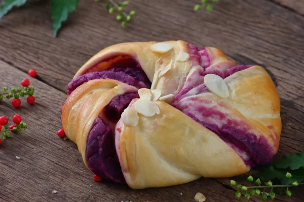 delicious handmade bread food on old wooden