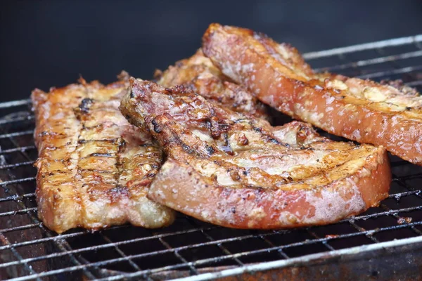 Deliciosa Comida Cerdo Parrilla Carbón Caliente Thaistyle — Foto de Stock